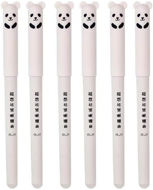 Piaogui 6pcs 0.5mm Erasable Gel Pens, Kawaii Cute Bear Pig Erasable Gel Pen Set by Unknown