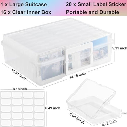 Haundry Photo Storage Box with 16 Inner 4" x 6" Photo Case, Portable Storage - Image 2