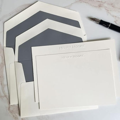 Personalized Embossed Flat Note Cards Set – Custom Blind Embossed Stationery - Image 3