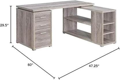 Pemberly Row L Shape Corner Storage Desk in Grey Driftwood, Letter/Legal File - Image 3