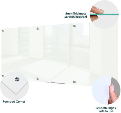 J&J worldwide Magnetic Glass Whiteboard 8' x 4', 96 x 48 Inches Large Frameless - Image 2