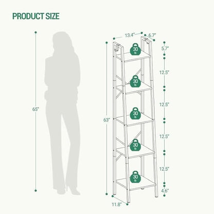 Hzuaneri Ladder Shelf, Bookshelf Bookcase, Freestanding Corner Storage Shelve - Image 2