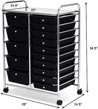 DORTALA 15-Drawer Rolling Storage Cart - Image 3