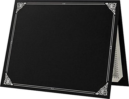 LUXPaper 9.5" x 12" Certificate Holders | Black Linen | Embossed Silver Foil by LUXPaper