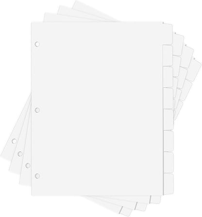 Binder Dividers for 3 Ring Binder, 1/8 Cut Tabs, Letter Size, Blank Write On - Image 2