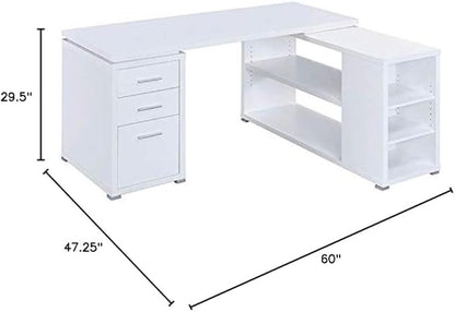 Pemberly Row L Shape Corner Storage Desk in White, Letter/Legal File, 5 - Image 3