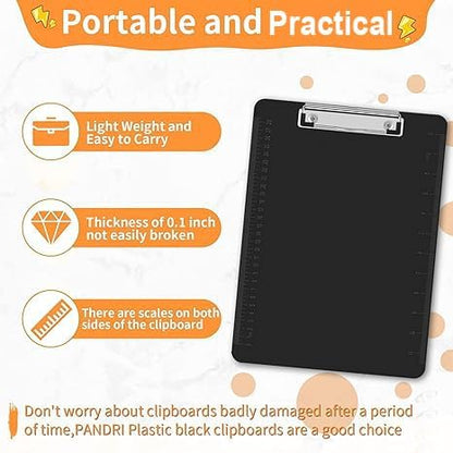 Black Clipboards, PANDRI 6 Pack Plastic Black Clipboards - Image 3