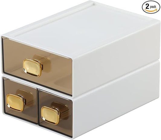 Spacious Desk Drawers, Stackable Desktop Organizer, Plastic Storage Box by OSteedWares
