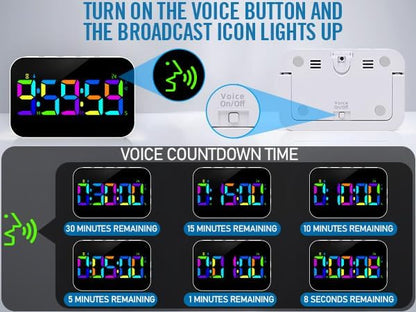 Kitchen Timer（1.5" Number）with Voice Reminder, 10 RGB Color Changing Digital - Image 7