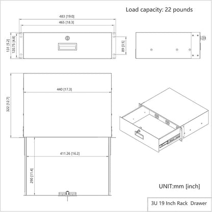 QiaoYoubang 3U Server Cabinet Case 19 Inch Rack Mount Lockable Drawer - Image 3
