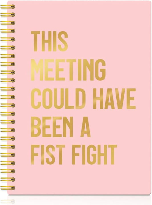 XQLZY This Meeting Could Have Been A Fist Fight Pink Gold Spiral Notebook by XQLZY
