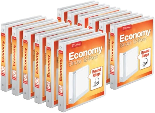 Cardinal Economy 3-Ring Binders, Round Rings, Holds 225 Sheets, Carton of 12 by TOPSProducts