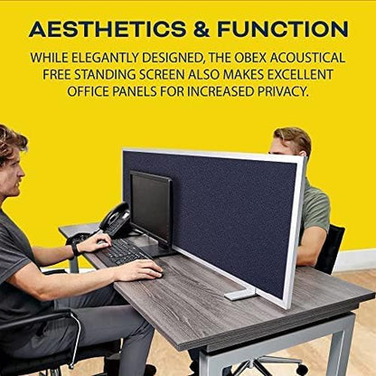 OBEX Acoustical Free Standing Privacy Screen, Cubicle Accessories Desk Privacy - Image 5