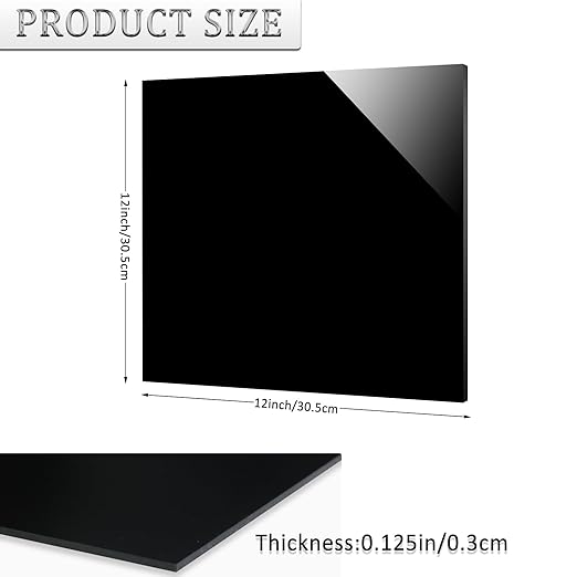 2 Pieces Black Acrylic Sheet, 12 x 12 Inch 1/8 Inch Thick, Home Decor, Display - Image 2