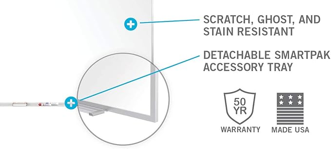 Ghent 4 x 12 Porcelain Magnetic Whiteboard, Aluminum Frame, 1 Marker, 1 Eraser - Image 4