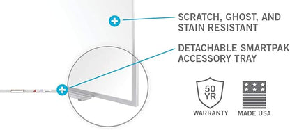 Ghent 4 x 12 Porcelain Magnetic Whiteboard, Aluminum Frame, 1 Marker, 1 Eraser - Image 4