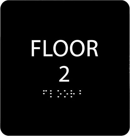 Black ADA Floor 2 Sign with Braille – Made from Durable Acrylic and Ready to by ADACentralSigns