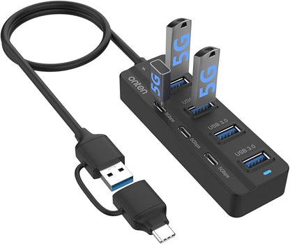 USB-A$USB-C HUB, 7Ports Hub by ONTEN