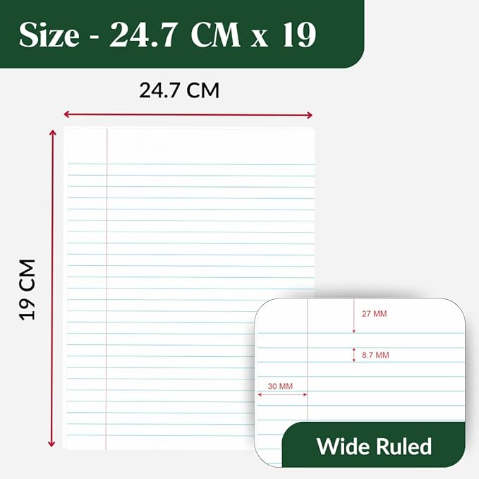 ECONAMA Composition Notebooks Pack of 5 Wide Ruled 200 Pages 9.75"x7.5" Black - Image 2