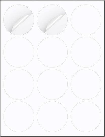 Methdic 2.5" Diameter High Visibility Printable Round Labels，Matte White，360 by Methdic