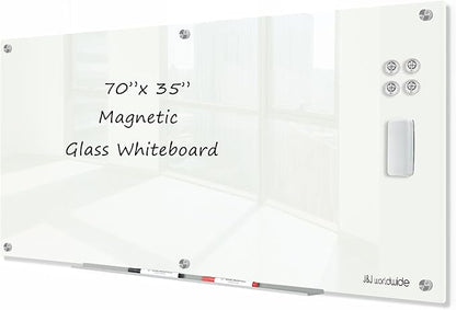 J&J worldwide Glass Dry Erase Board 6' x 3', Glass Whiteboard Magnetic by JJworldwide