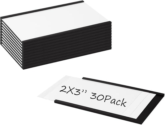Realth Magnetic Label Holders 2'' x 3'' 30 Pack, Magnetic File Cabinet Labels by Realth