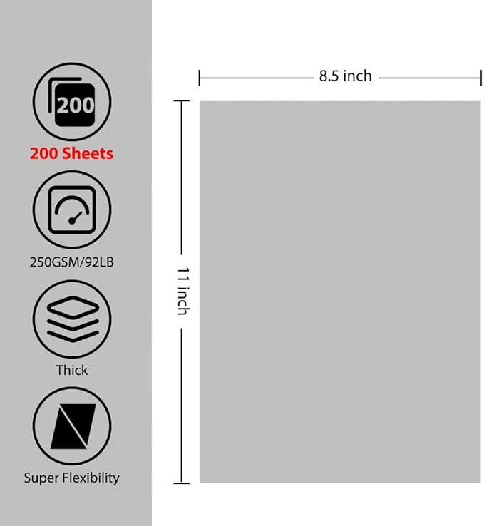 OcePor 200 Sheets Grey Cardstock Paper, Colored Printer Paper 8.5 x 11 - Image 2