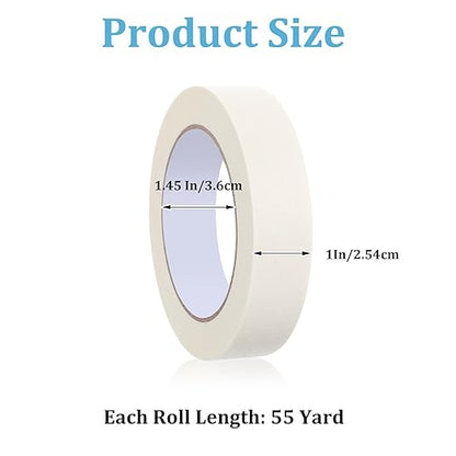 HOFURME 12 Rolls Masking Tape Bulk 1 Inch White Beige Masking Tapes - Image 2