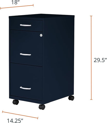 LYS SOHO Box/File/File Mobile Navy File Cabinet, 3 Drawer - Image 2