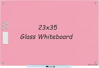Magnetic Whiteboard, Tempered Glass White Board Frameless, Home School Supplies by JJworldwide
