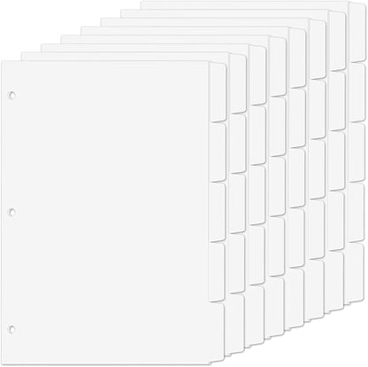 Binder Dividers for 3 Ring Binder, 1/5 Cut Tabs, Letter Size, Blank Write On by COIDEA