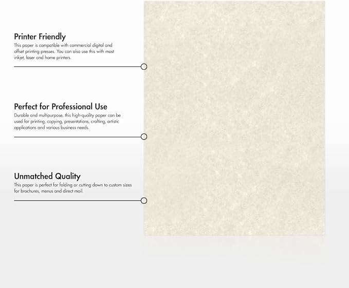 LUXPaper 8.5" x 11" Paper | Letter Size | Cream Parchment | 60lb. Text | 50 Qty - Image 8