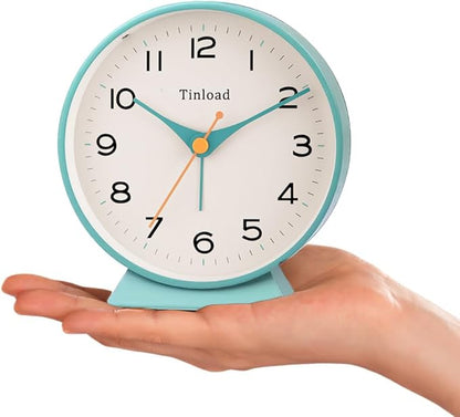 Tinload 4.5" Battery Operated Retro Analog Alarm Clock, Small Silent Bedside - Image 2