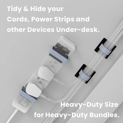 Under Desk Cord Management Straps, Adhesive-Backed Heavy-Duty Reusable Mounting - Image 3