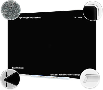 Magnetic Whiteboard, Tempered Glass White Board Frameless, Home School Supplies - Image 2