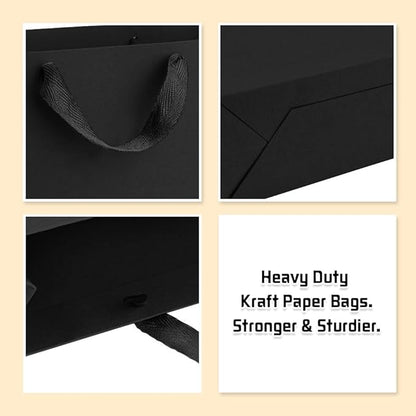 BagDream Black Gift Bags with Handles 8x4x11 Inch 50pcs Black Kraft Paper Bags - Image 6
