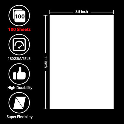 OcePor 100 Sheets White Cardstock 8.5” x 11”, 65lb/180gsm White Card Stock - Image 2
