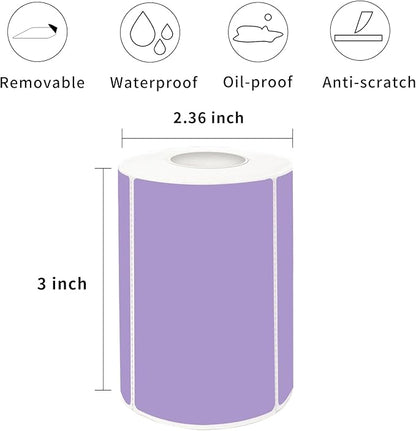 2×3 Inch Purple Removable Thermal Labels, Self-Adhesive Square Direct Thermal - Image 2