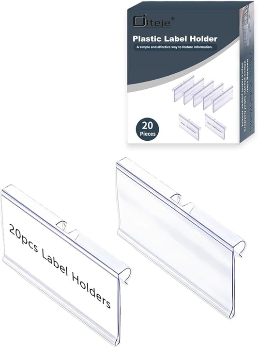 Diteje 20 Pack Plastic Wire Shelf Label Holder, Shelving Rack Retail Sign Hook by Diteje