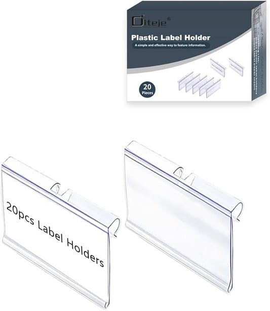 Diteje 20 Pack Plastic Wire Shelf Label Holder, Shelving Rack Retail Sign Hook by Diteje