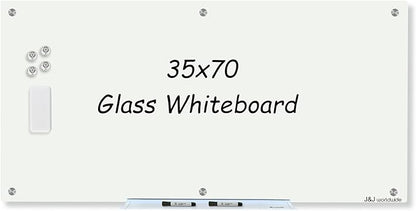 Magnetic Glass Whiteboard 6' x 3', Large Glass Dry Erase Board 70 x 35 Inches by JJworldwide