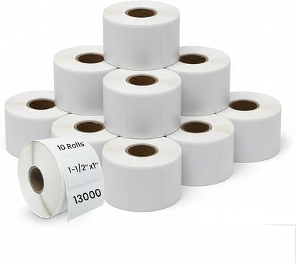 1 1/2" × 1" Direct Thermal Printer Labels, 10 Rolls, 000 Matte White Thermal by Unknown