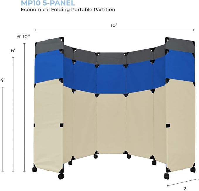 Versare MP10H Portable Folding Wall Partition | Economical 5 Panel Design | - Image 5