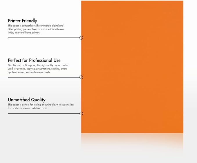 LUXPaper 8.5" x 11" Paper | Letter Size | Mandarin Orange | 80lb. Text | 50 Qty - Image 8