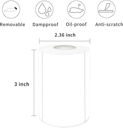 2×3 Inch White Removable Thermal Labels, Waterproof Thermal Label, 300 Sheets - Image 2