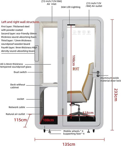 GEARONIC Mobile Office Pod Booth, Sound Proof Booth - Image 5