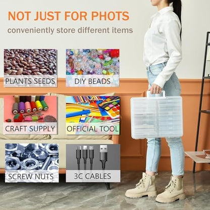 Haundry Photo Storage Box with 16 Inner 4" x 6" Photo Case, Portable Storage - Image 4