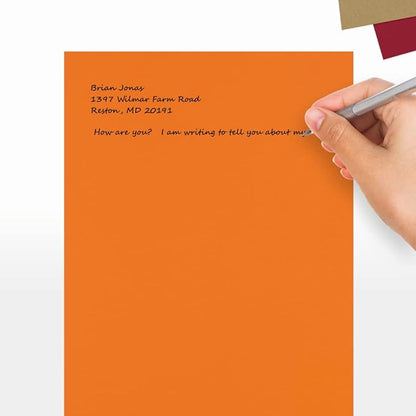 LUXPaper 8.5" x 11" Paper | Letter Size | Mandarin Orange | 80lb. Text | 50 Qty - Image 5