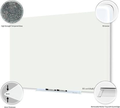 Magnetic Whiteboard, Glass Dry Erase Board 4' x 3' White Surface, Home School - Image 2