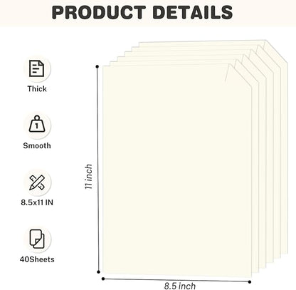 Cream Cardstock 8.5 X 11, 40 Sheets Card Stock, 75lb/ 200gsm Copy Paper - Image 2
